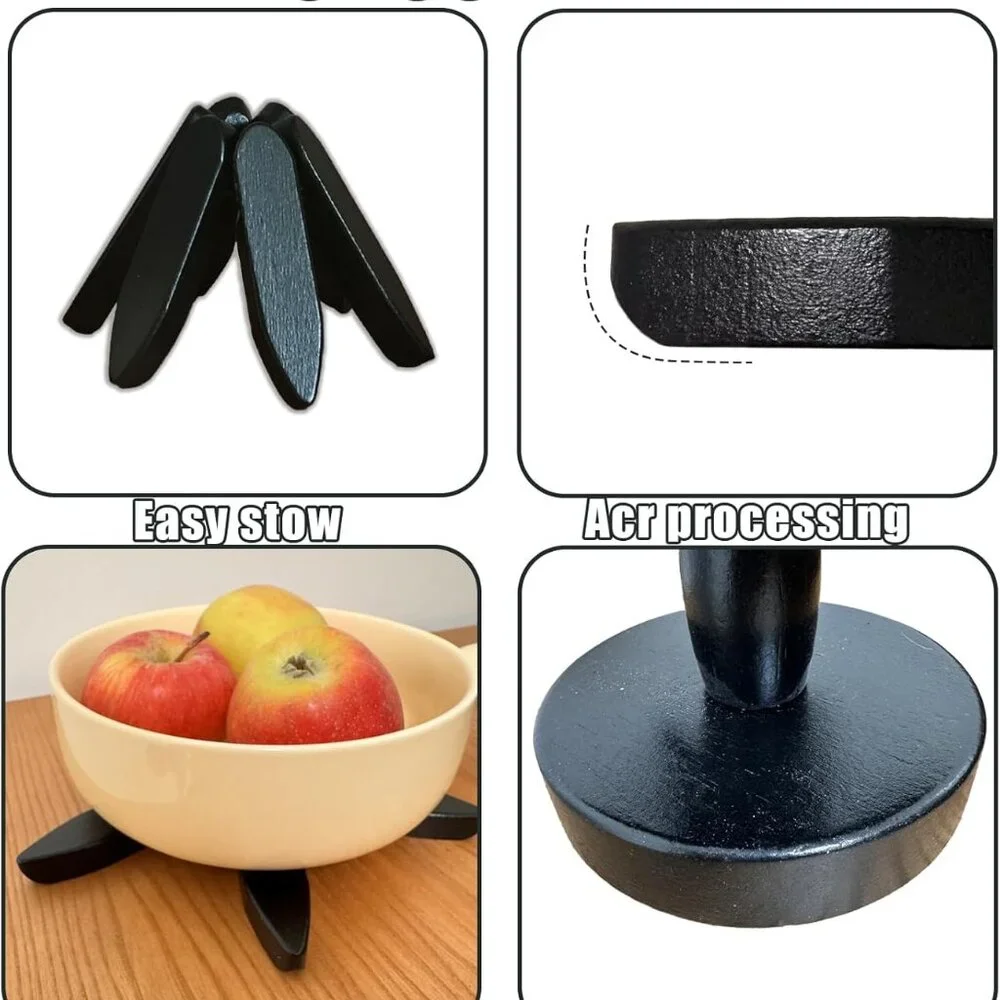 Wooden Trivets for Hot Dishes, Tree Shape Trivet Set, 4 Walnut Wood + 1 Stand st